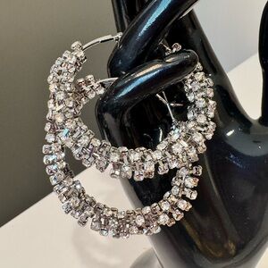 5 for $30 NWOT! Rhinestone Silver Hoop Earrings